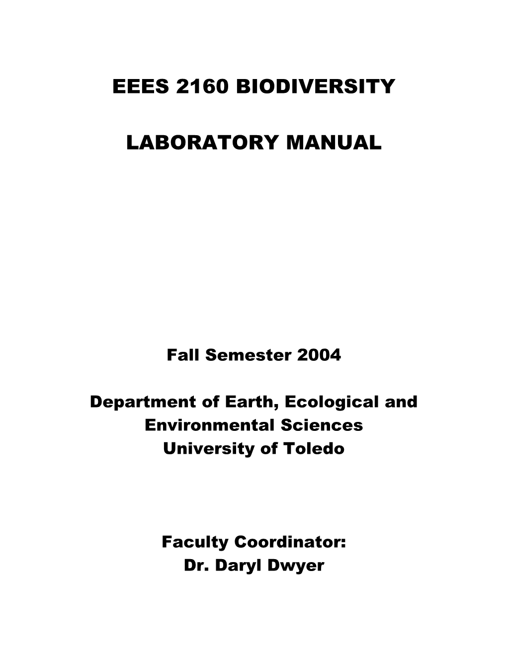 Eees 2160 Biodiversity