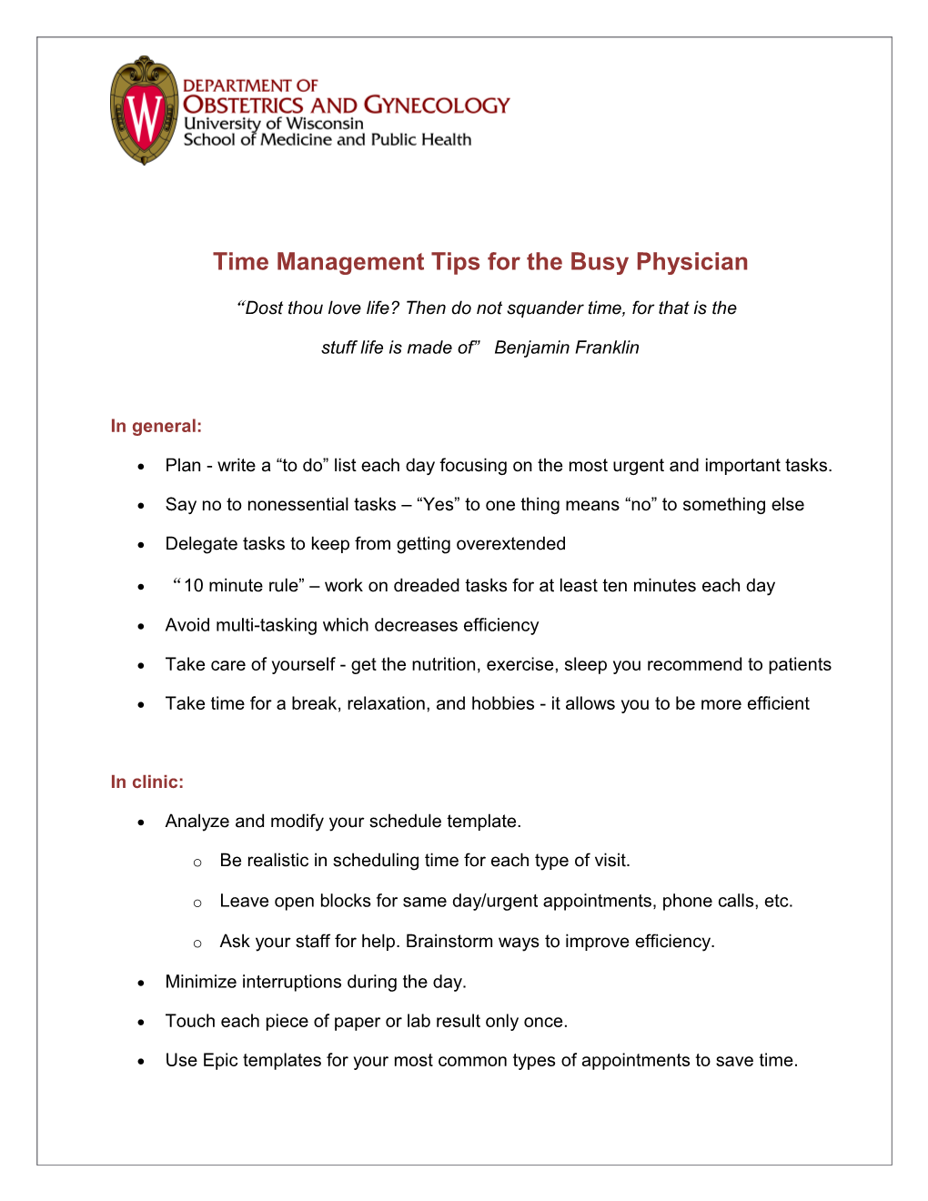 Time Management Tips for the Busy Physician