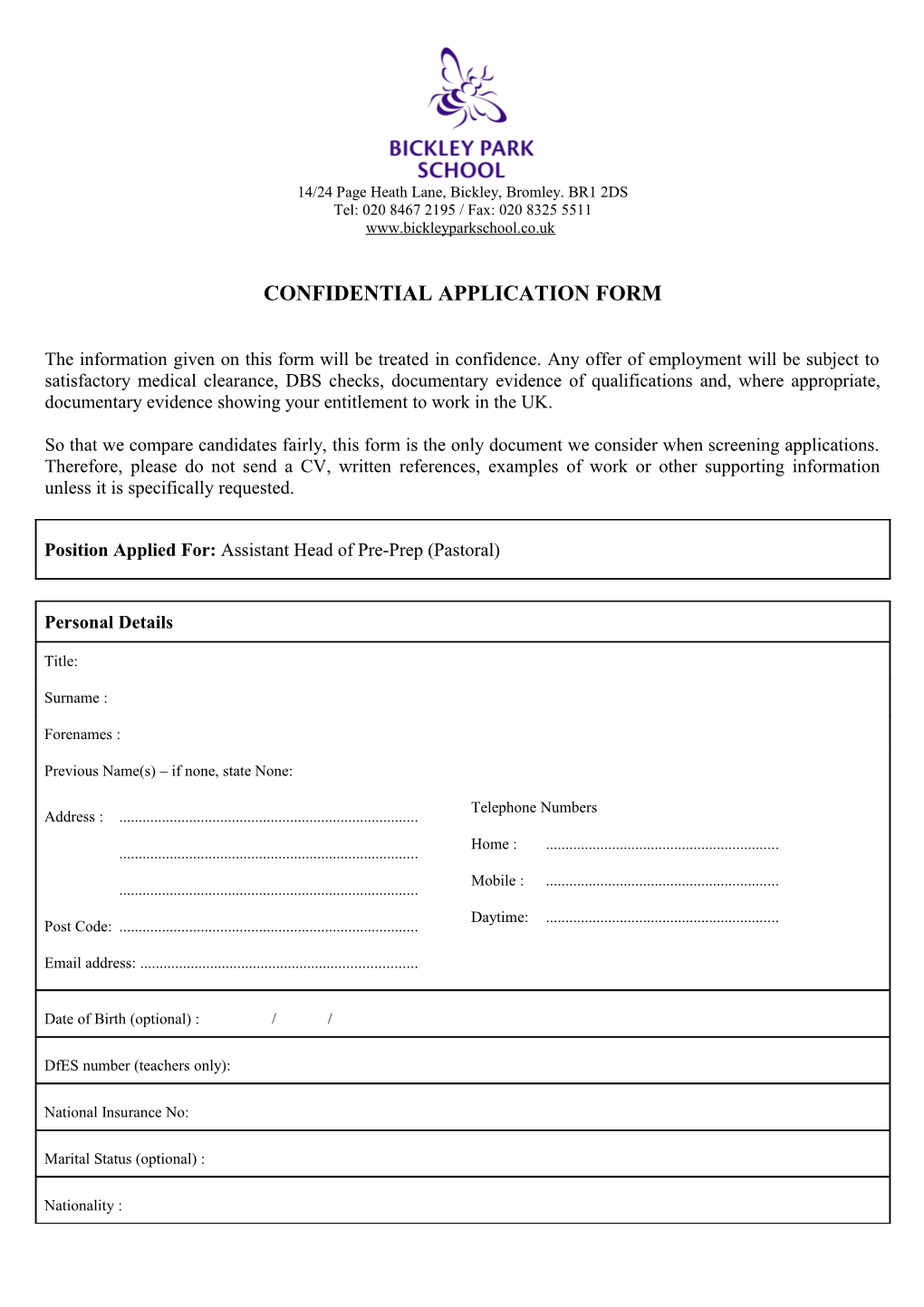 Confidential Application Form s4