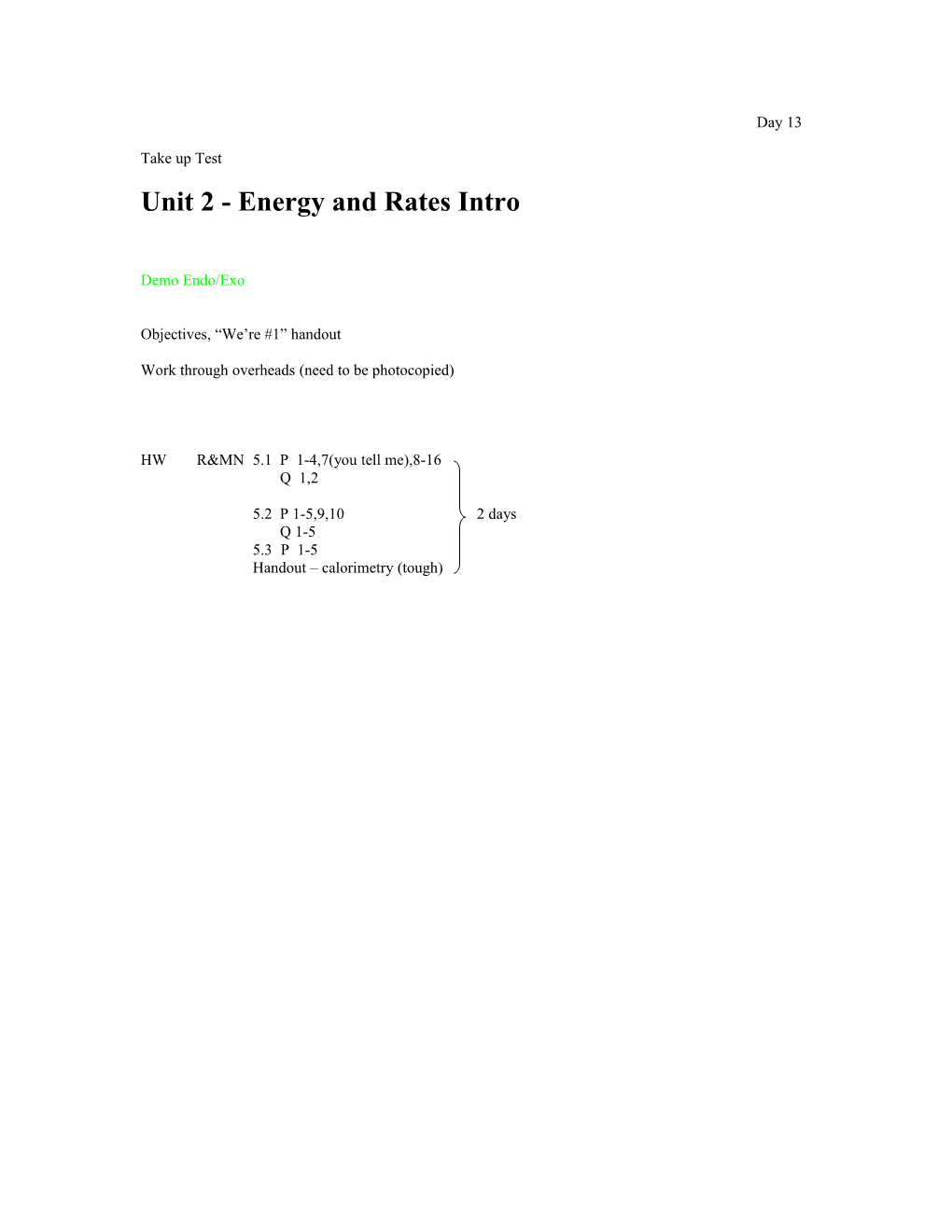 Unit 2 - Energy and Rates Intro