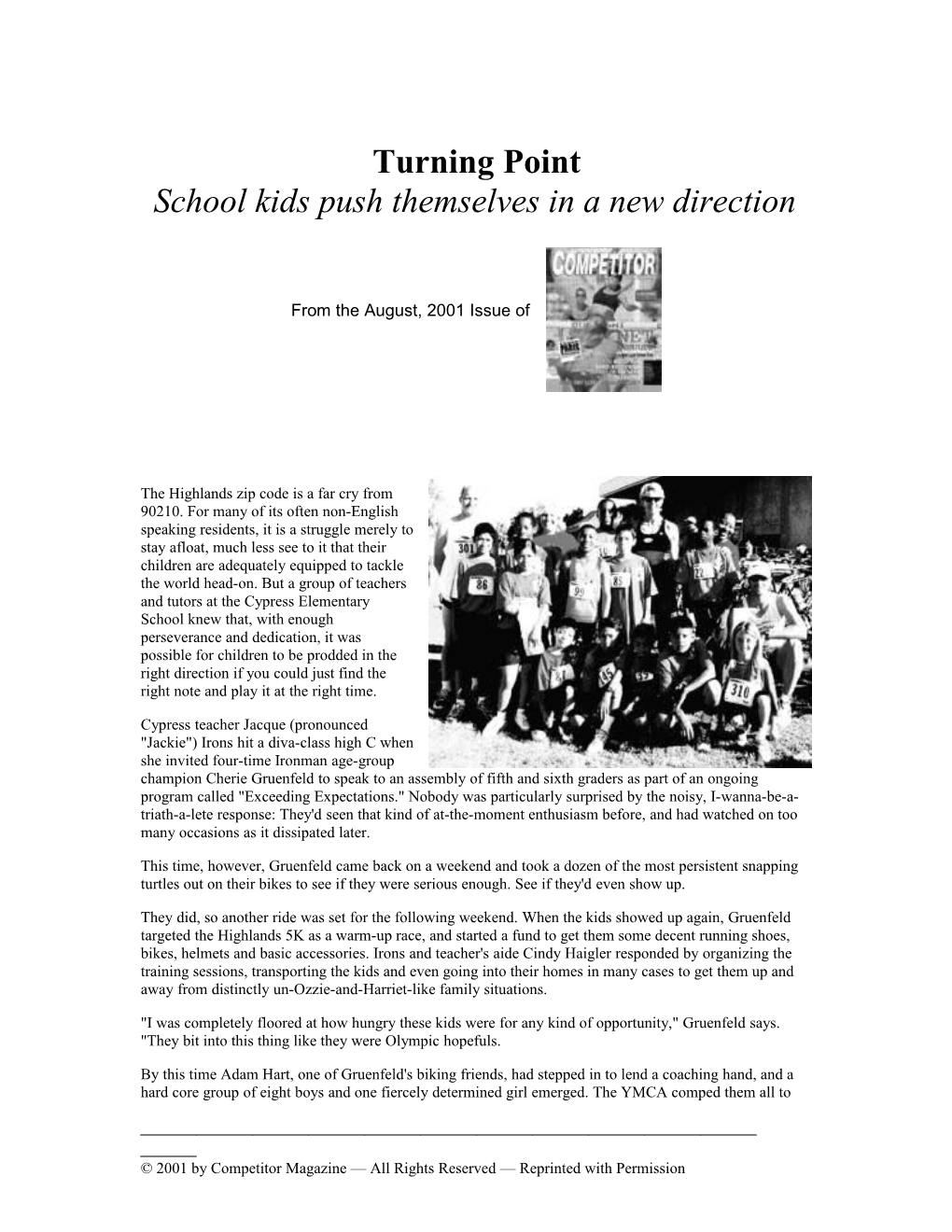 Turning Point - School Kids Push Themselves in a New Direction