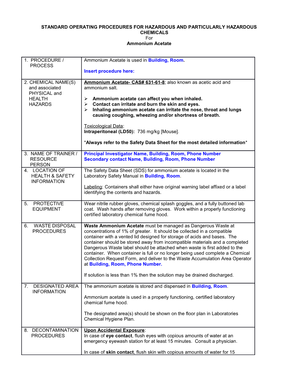 Standard Operating Procedures for Hazardous Chemicals s1