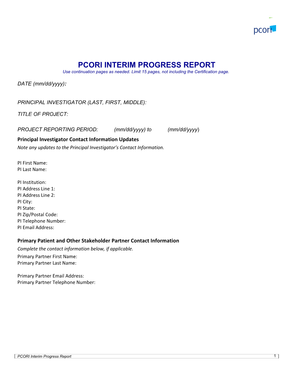 Pcori Interim Progress Report