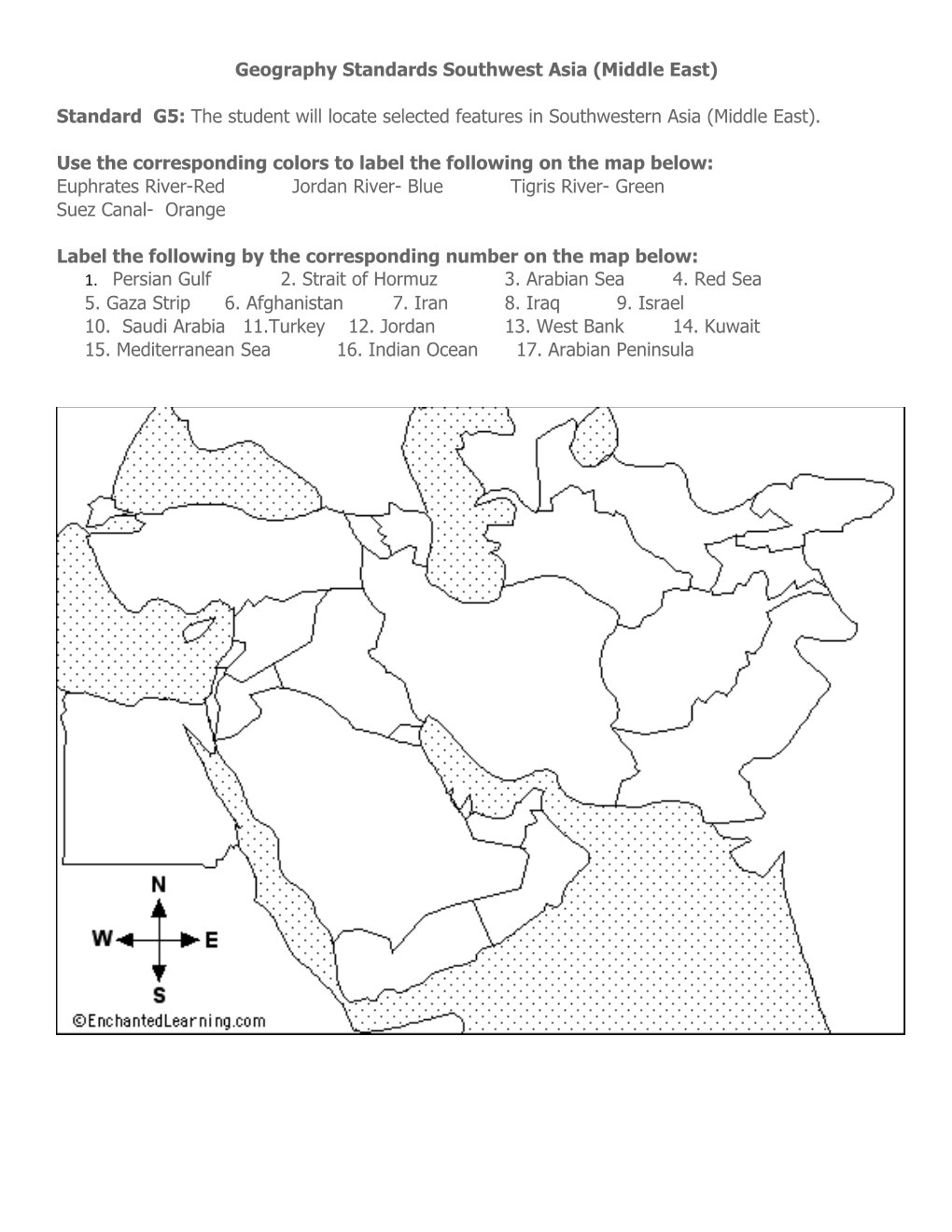 Geography Standards Southwest Asia (Middle East)