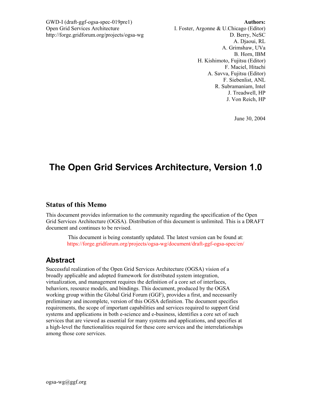 Open Grid Service Architecture