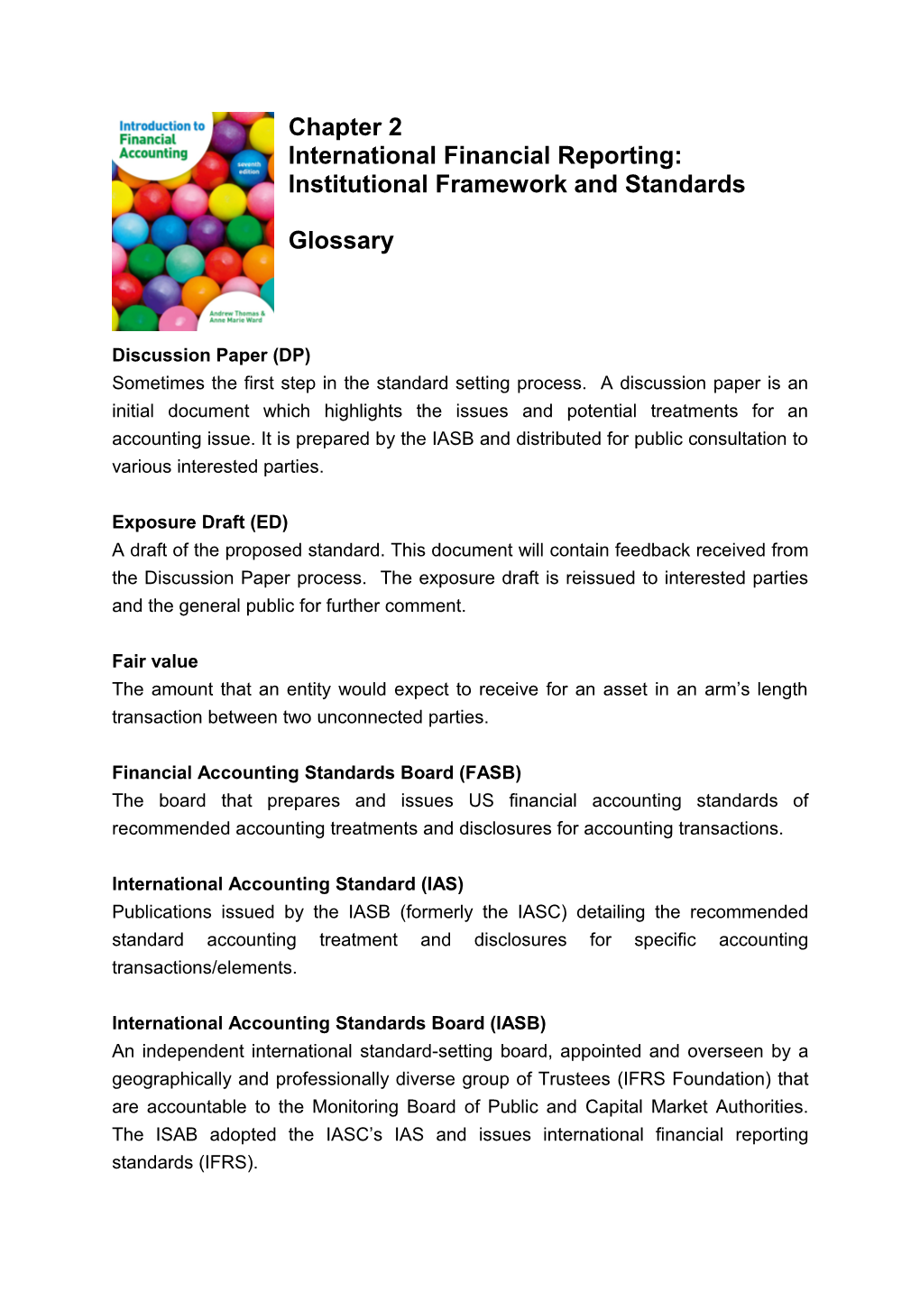 International Financial Reporting: Institutional Framework and Standards