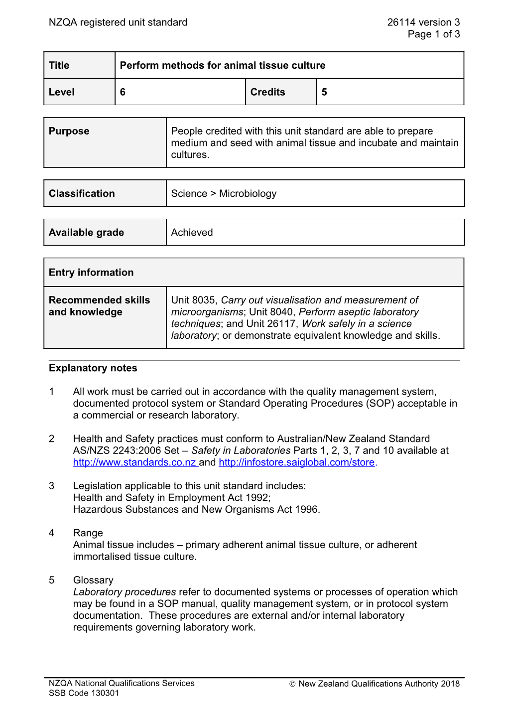 26114 Perform Methods for Animal Tissue Culture