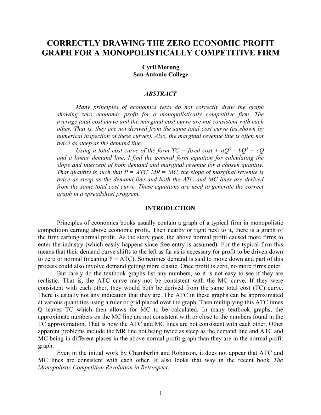 Correctly Drawing The Zero Economic Profit Graph For A Monopolistically Competitive Firm