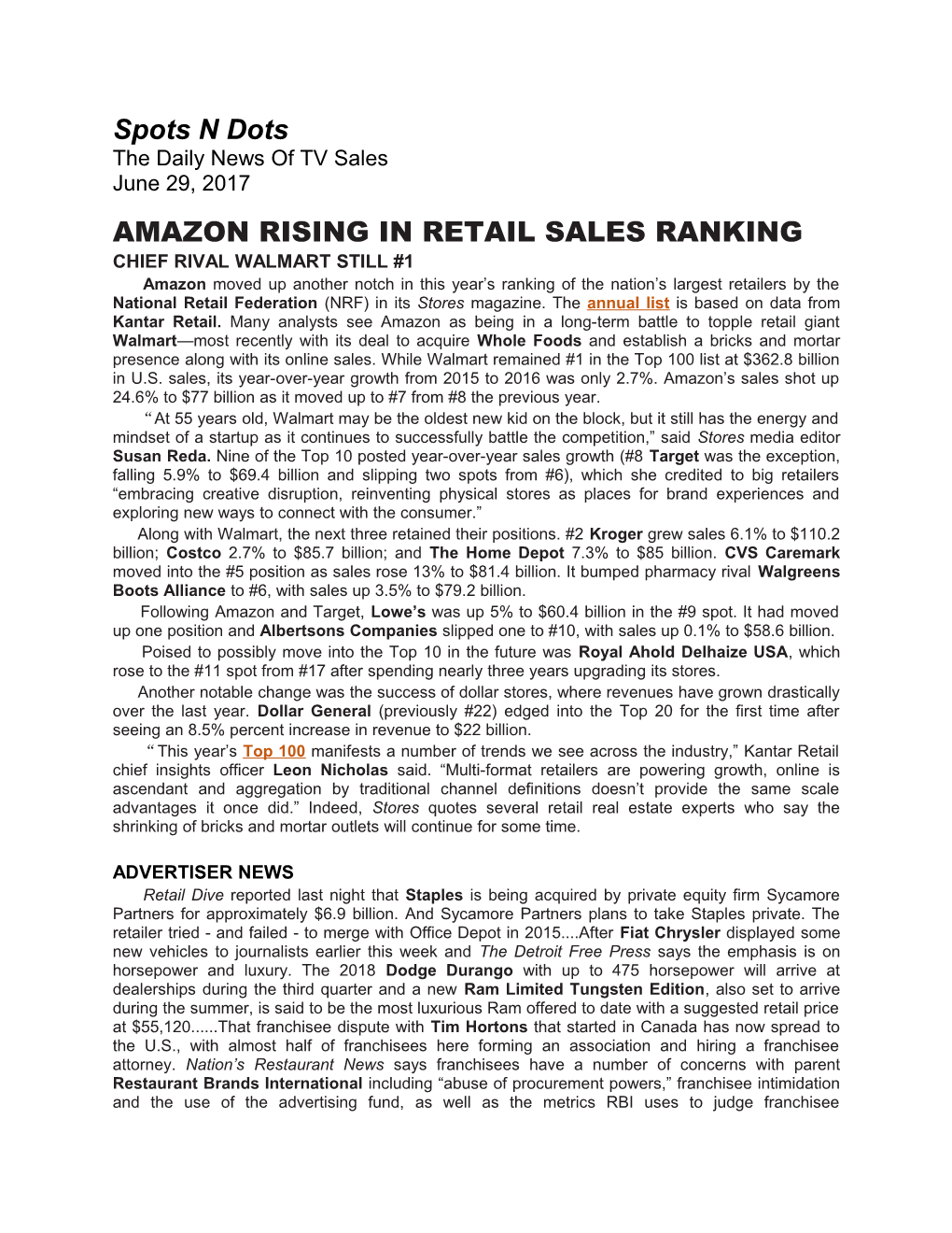 Amazon Rising in Retail Sales Ranking