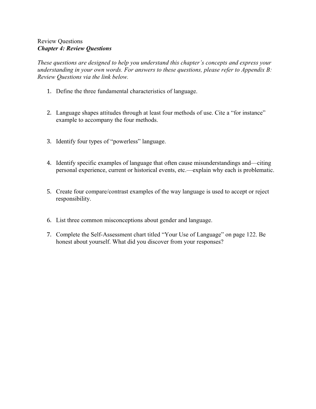 Chapter 4: Review Questions