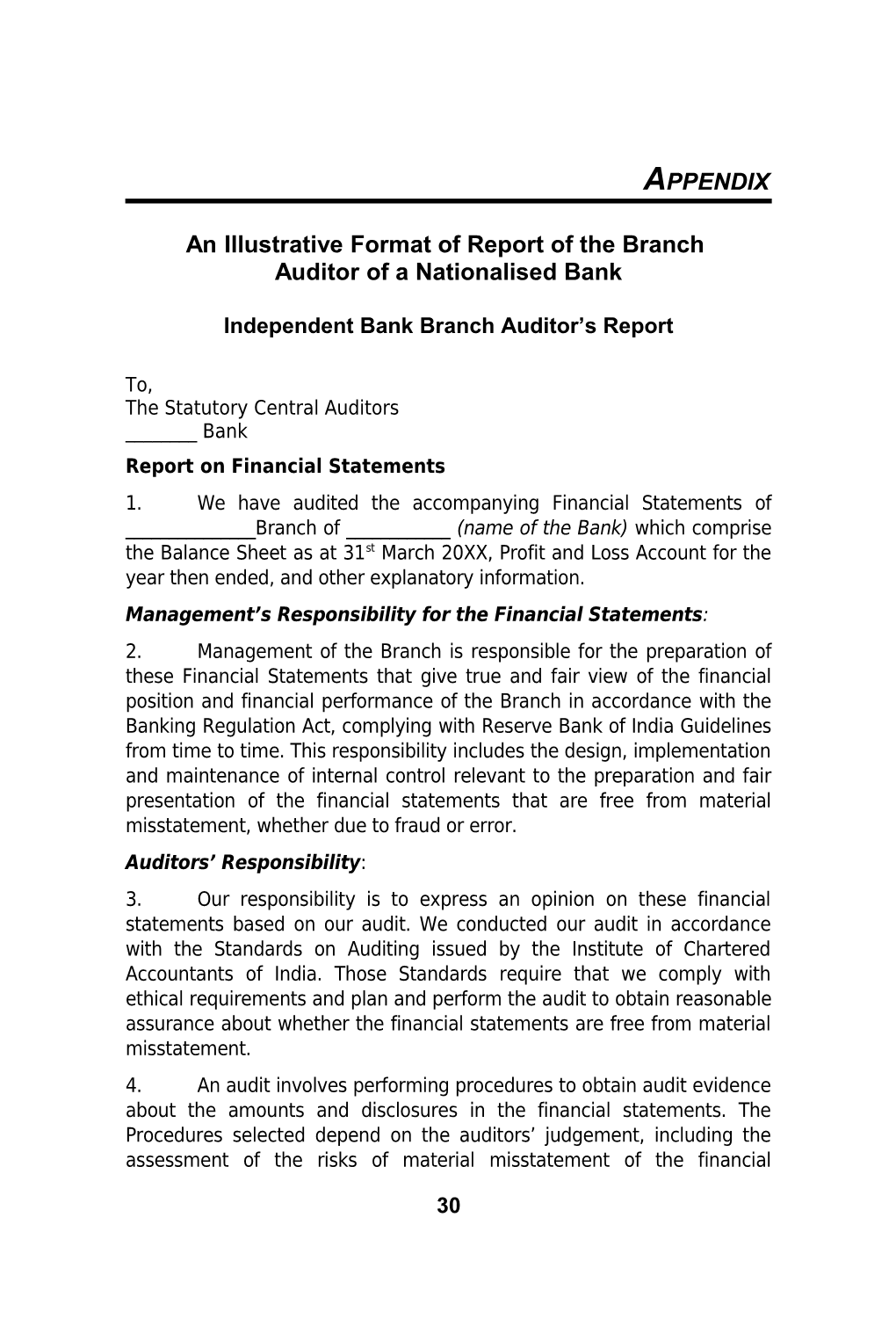 Independent Bank Branch Auditor S Report