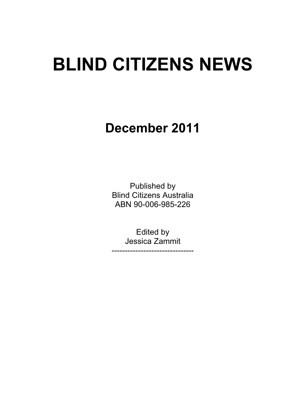 Blind Citizens News