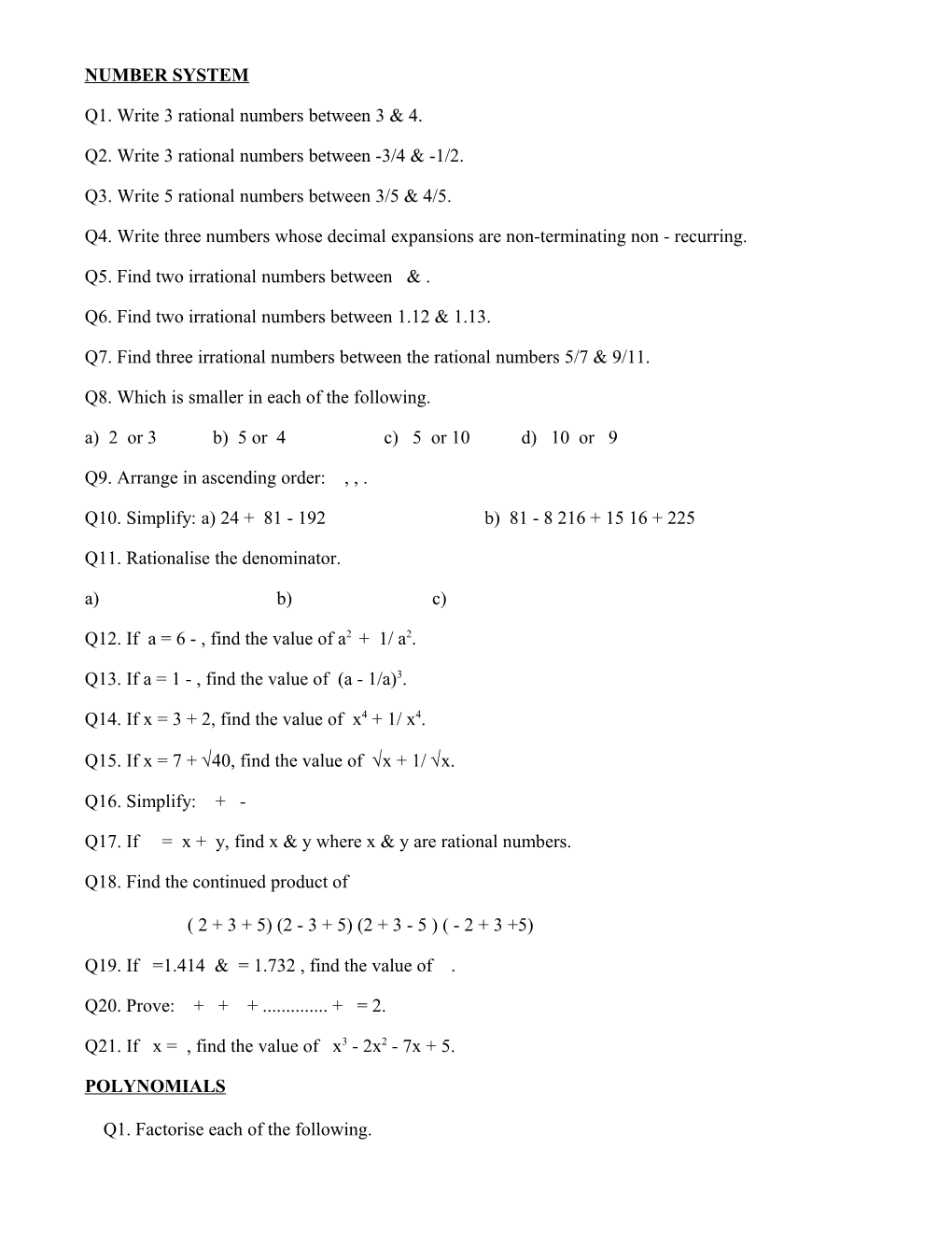 Q1. Write 3 Rational Numbers Between 3 & 4