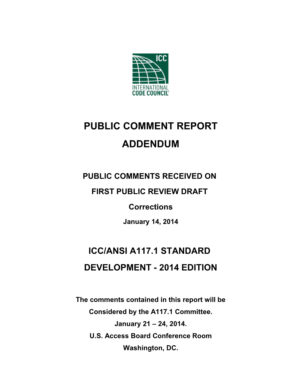 January 14 Public Comment Report Addendum