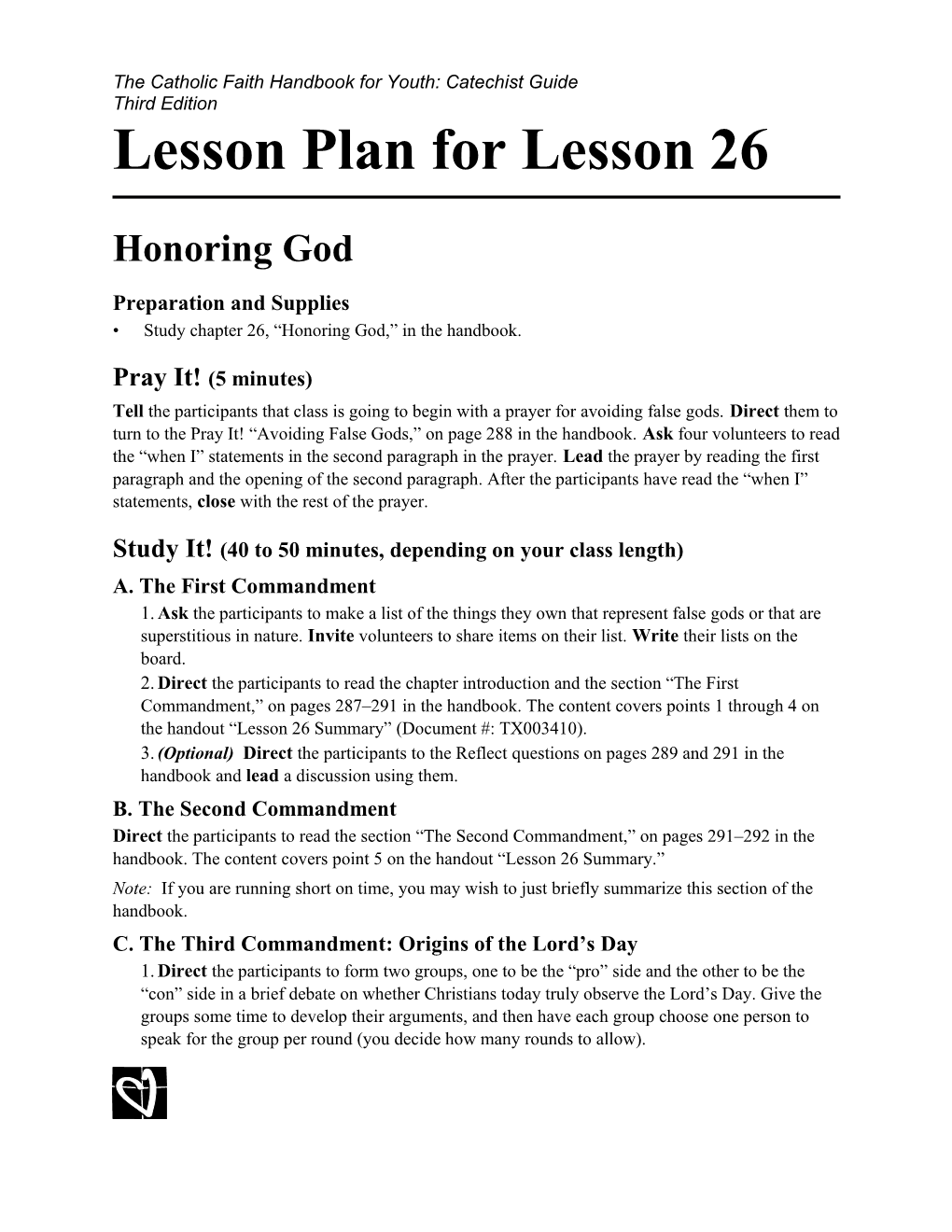 Lesson Plan for Lesson 26