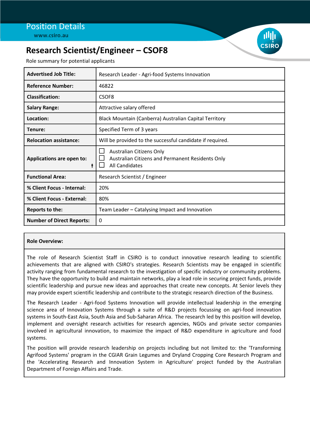 Position Details - Research Scientist/Engineer - CSOF8