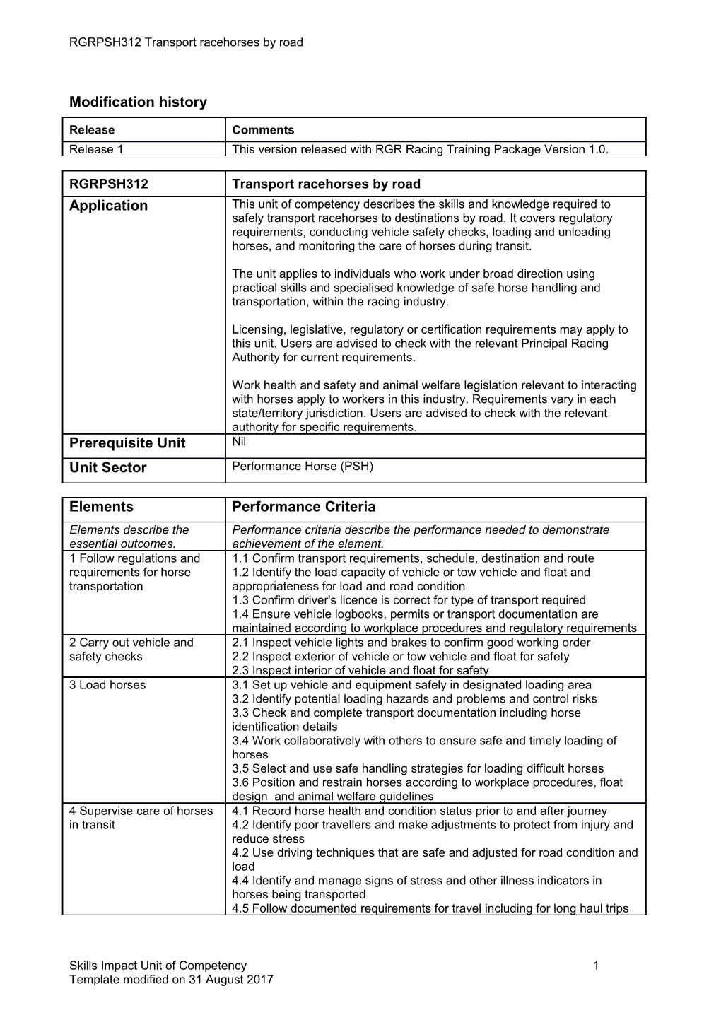 Skills Impact Unit of Competency Template s5