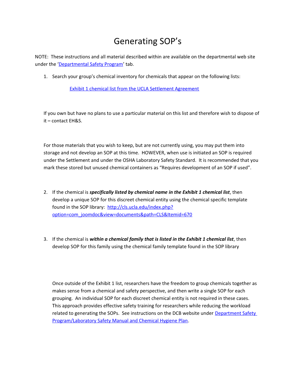 Exhibit 1 Chemical List from the UCLA Settlement Agreement