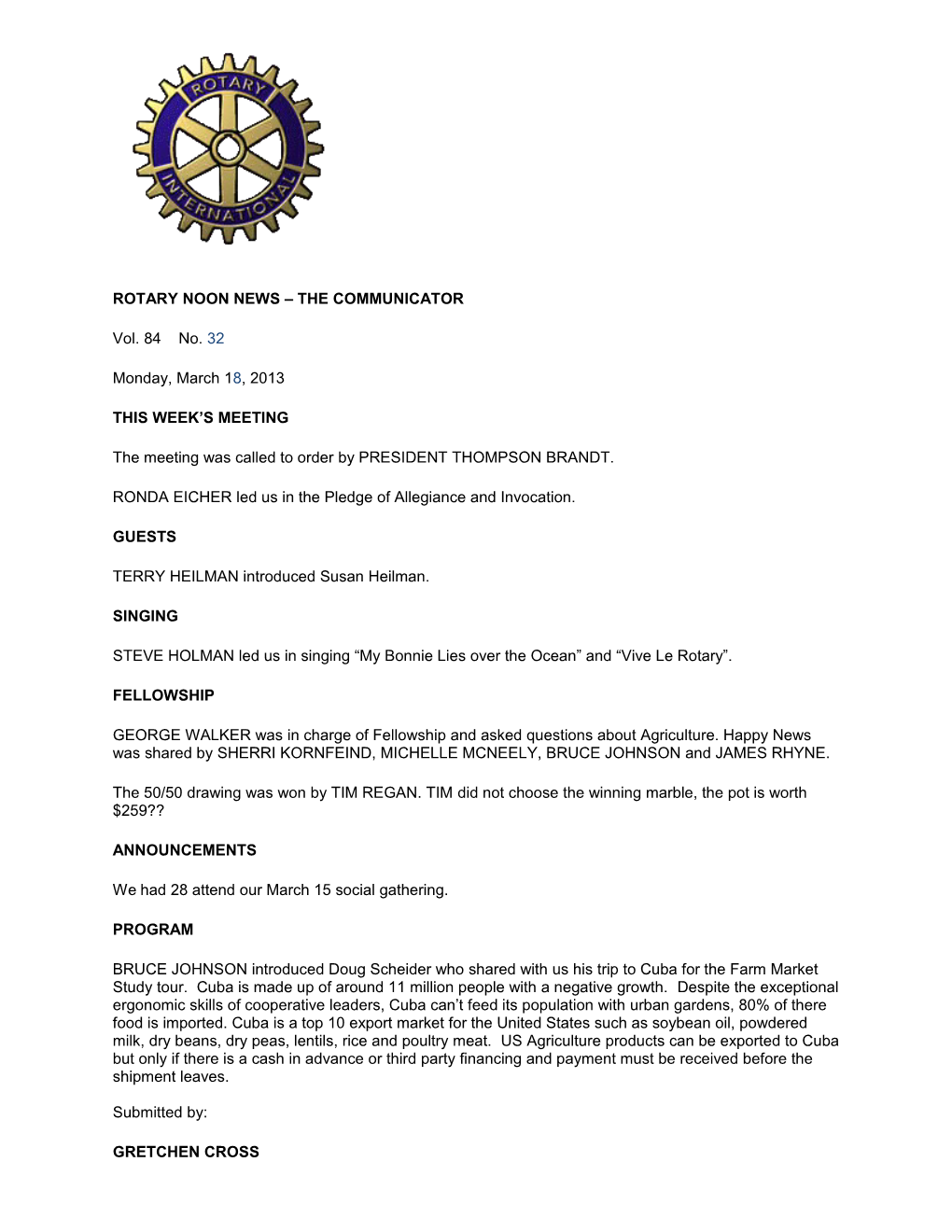 Rotary Noon News the Communicator s1