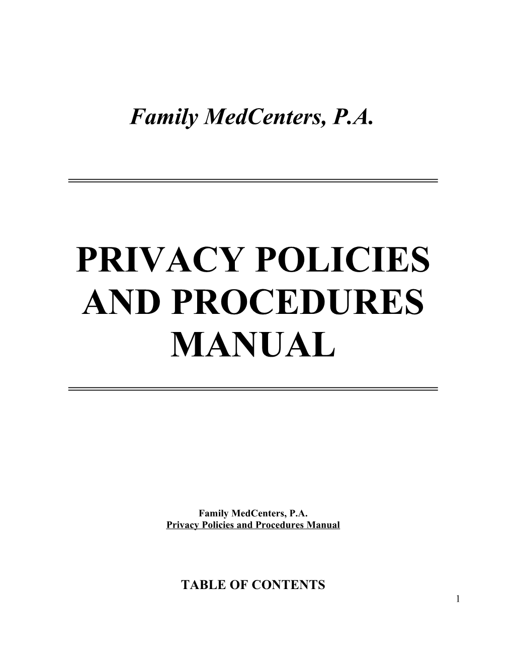 Privacy Policies and Procedures