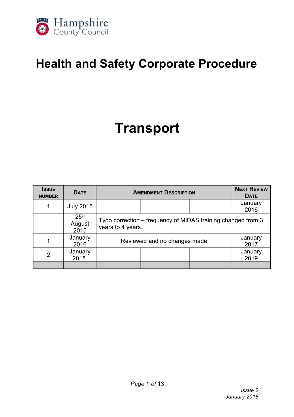 Health and Safety Corporate Procedure