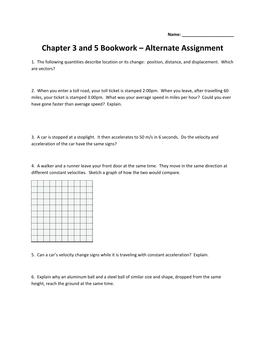 Chapter 3 and 5 Bookwork Alternate Assignment