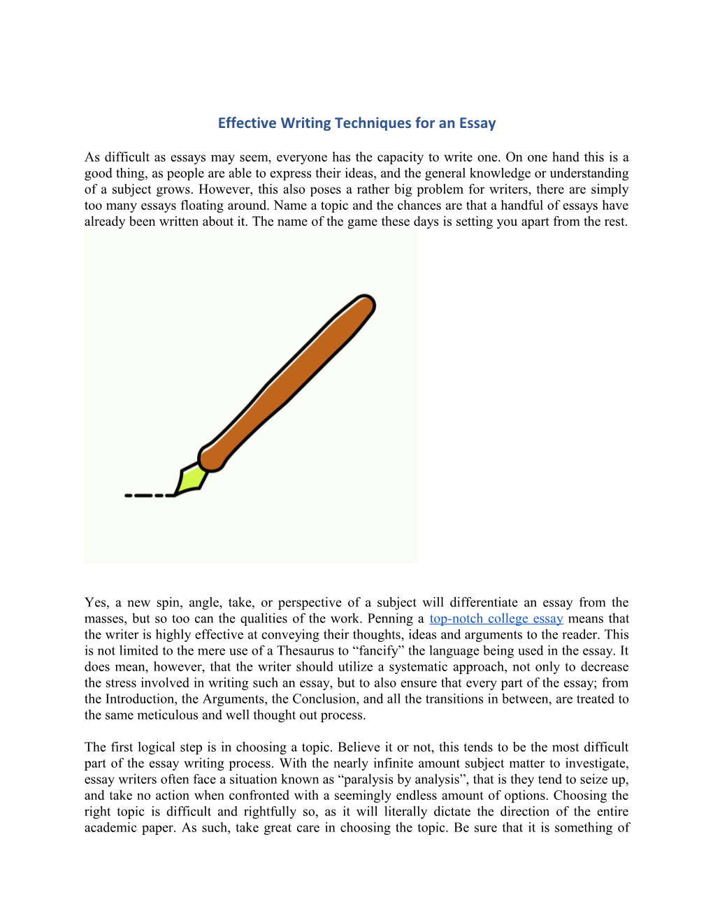 Effective Writing Techniques for an Essay