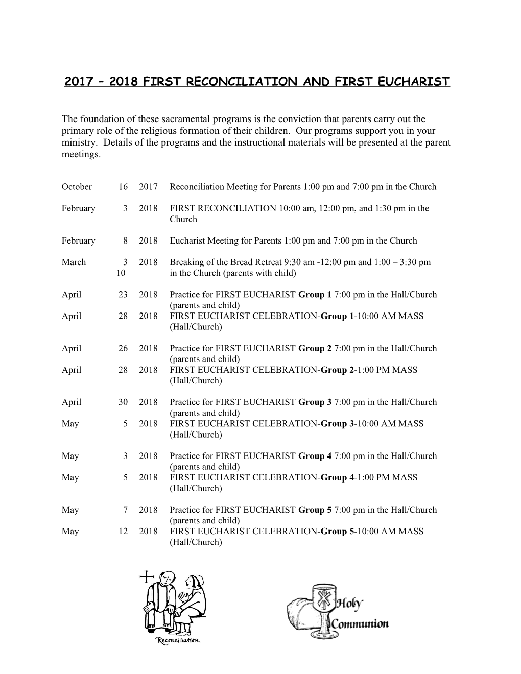 RECONCILIATION and EUCHARIST: Level 2