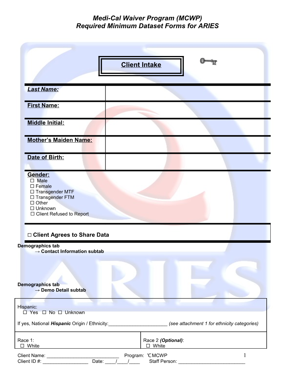 MCWP Data Collection Forms