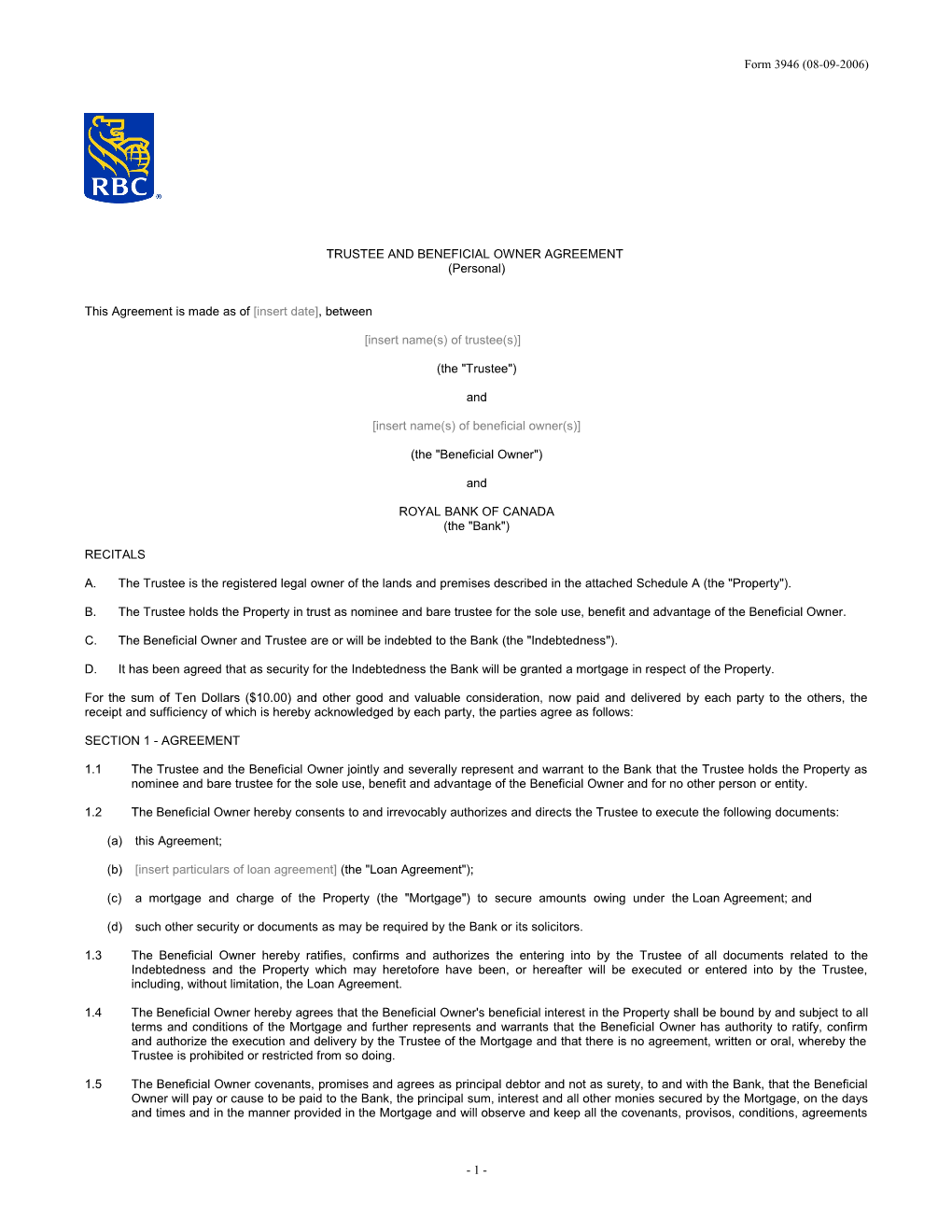 Trustee and Beneficial Owner Agreement s3
