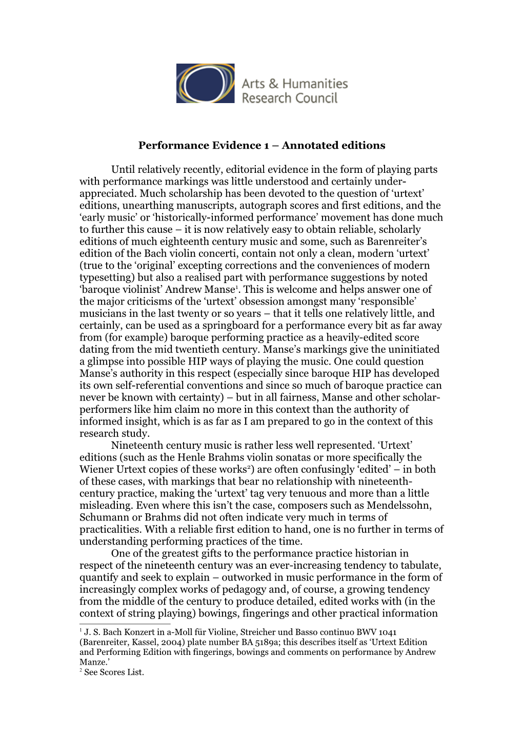 Performance Evidence 1 Annotated Editions