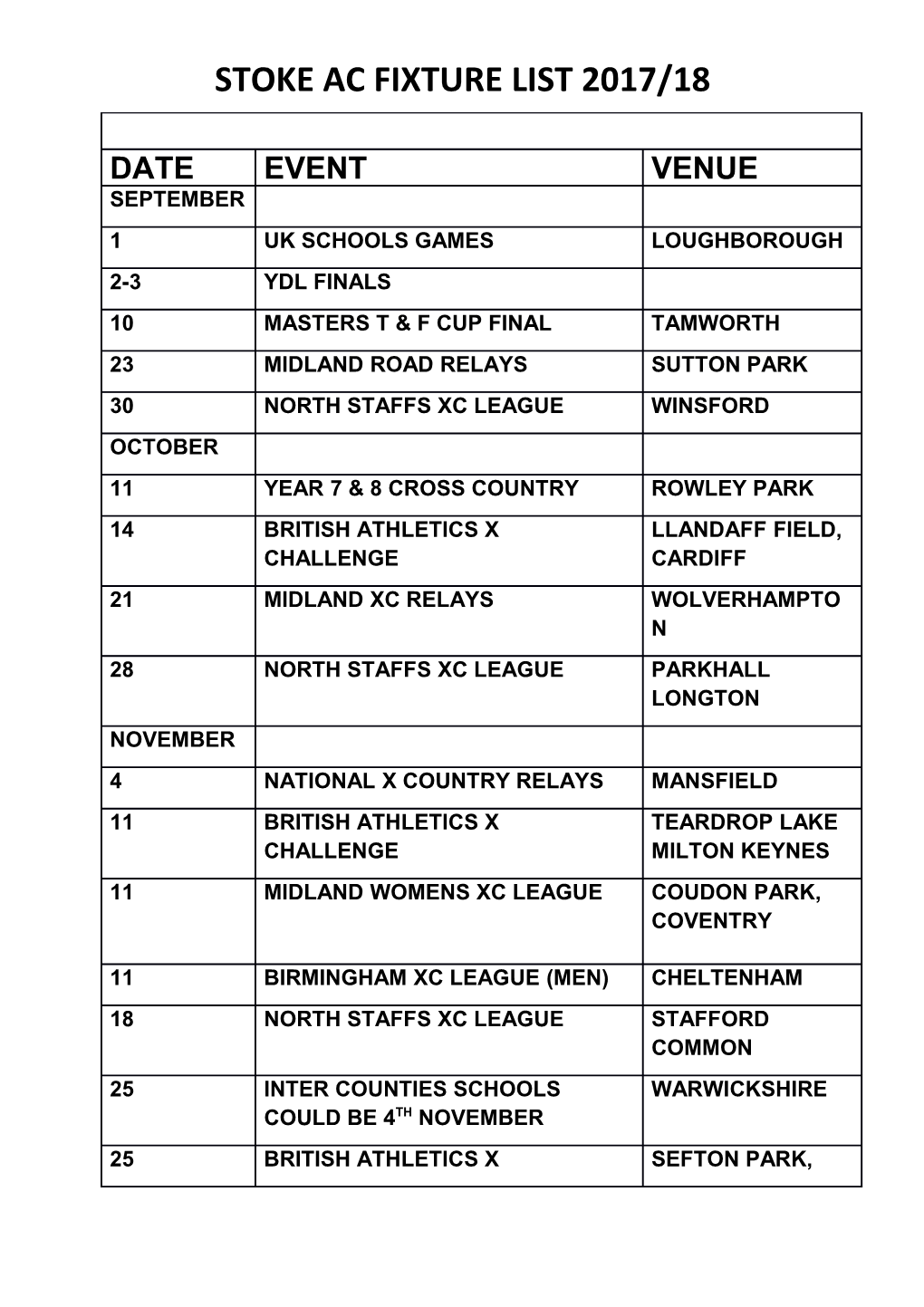 Stoke Ac Fixture List 2017/18