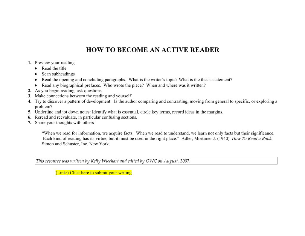 How to Become an Active Reader