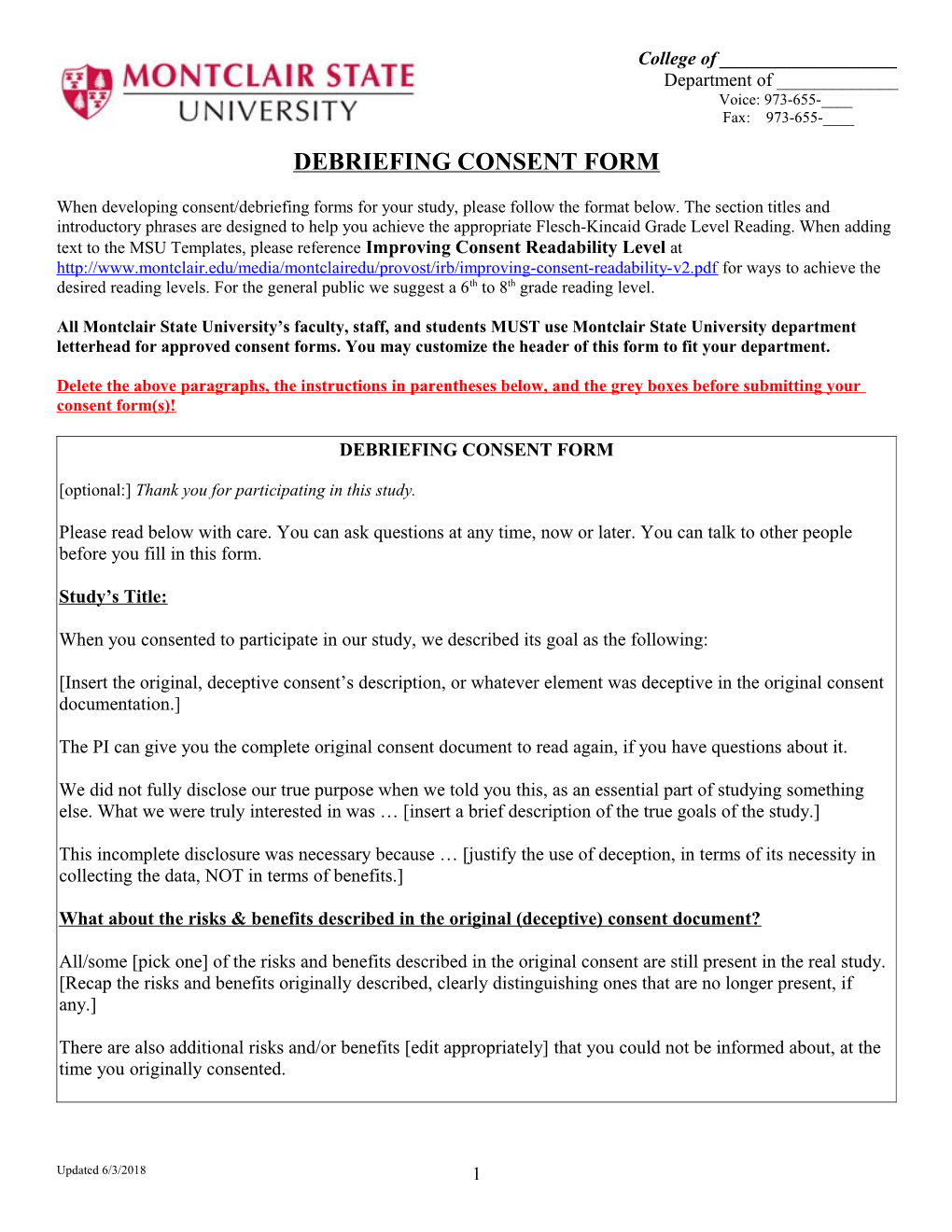Consent Form for Adults