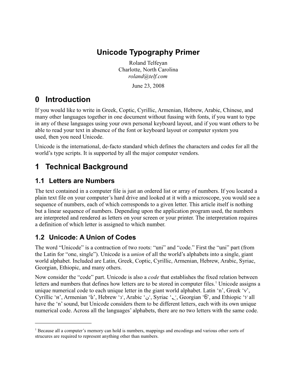 Unicode Typography Primer