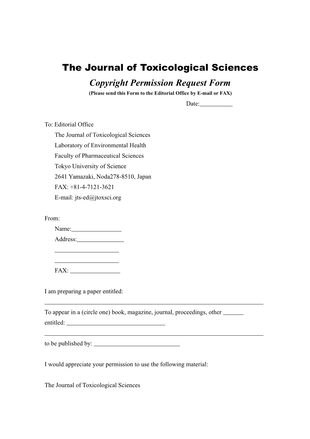 The Journal of Toxicological Sciences