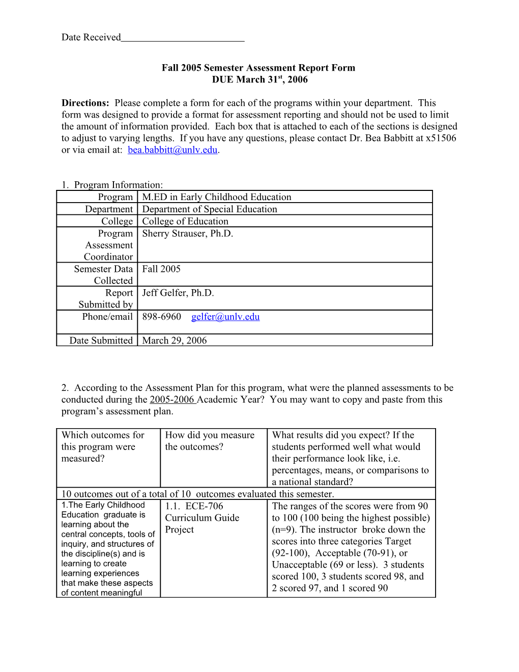 Annual Assessment Report Form for Student Learning Outcomes Assessment s2