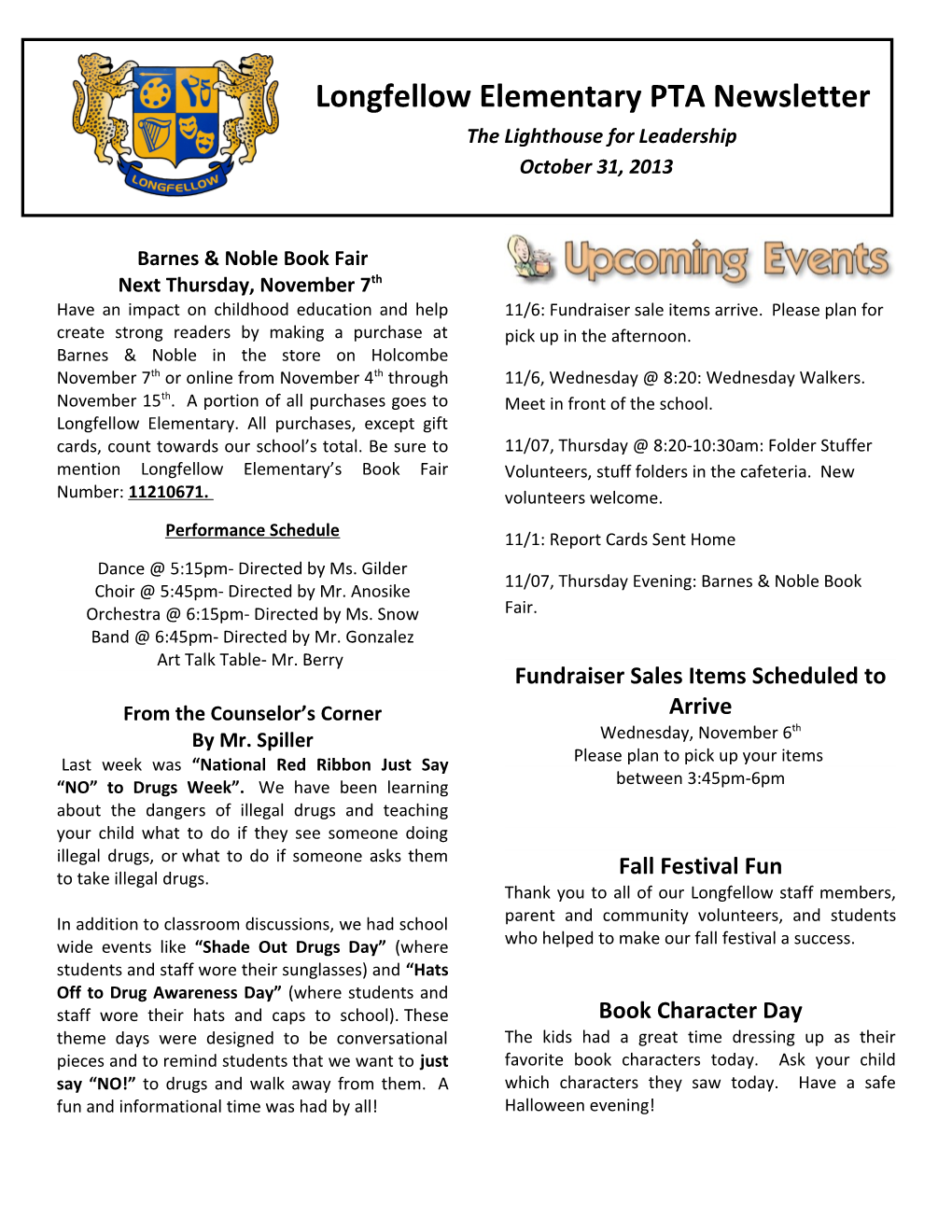 Longfellow Elementary PTA Newsletter