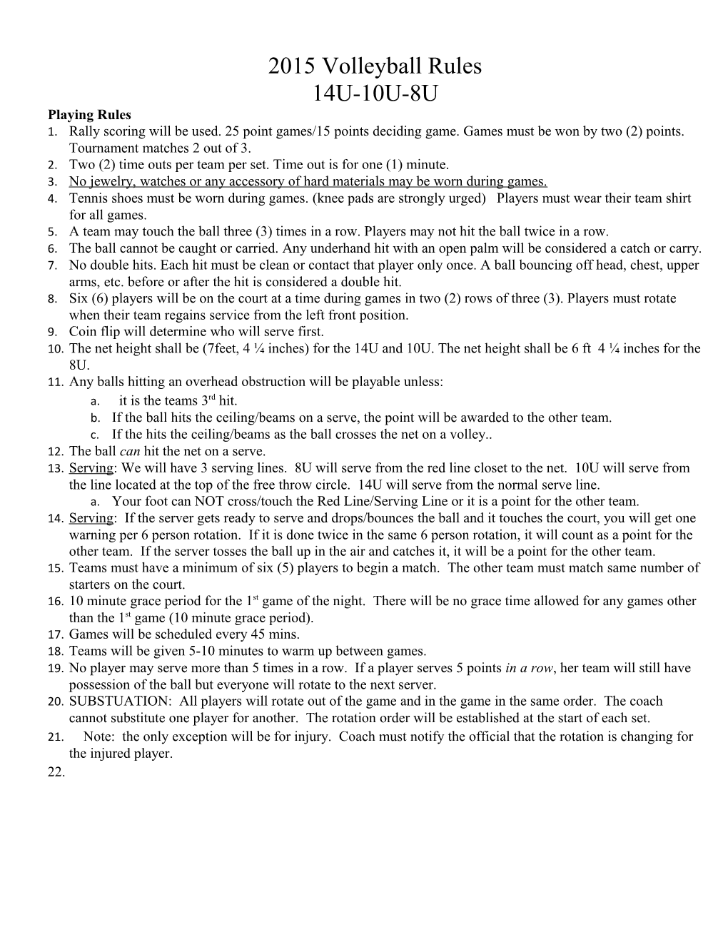 2015 Volleyball Rules