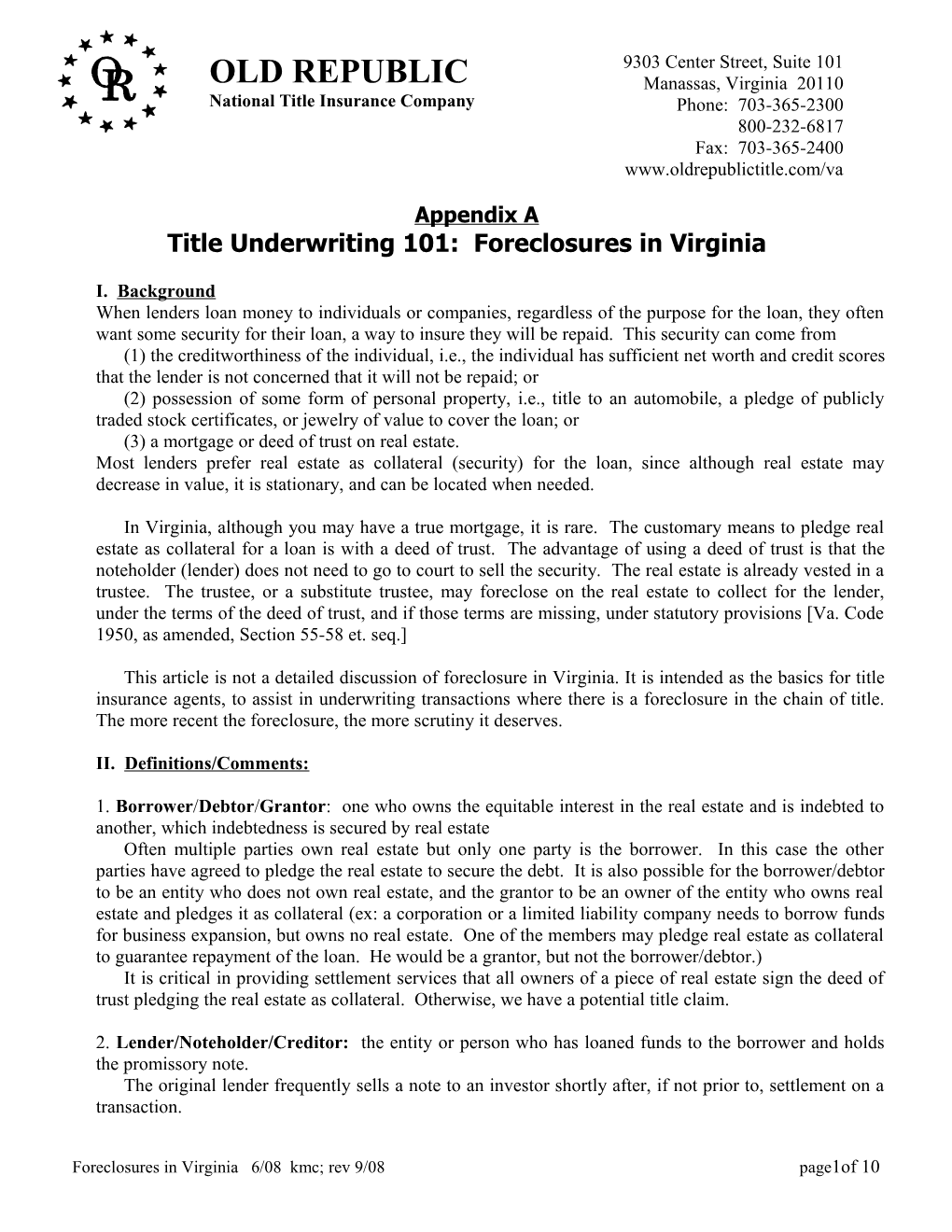 Title Underwriting 101: Foreclosures In Virginia