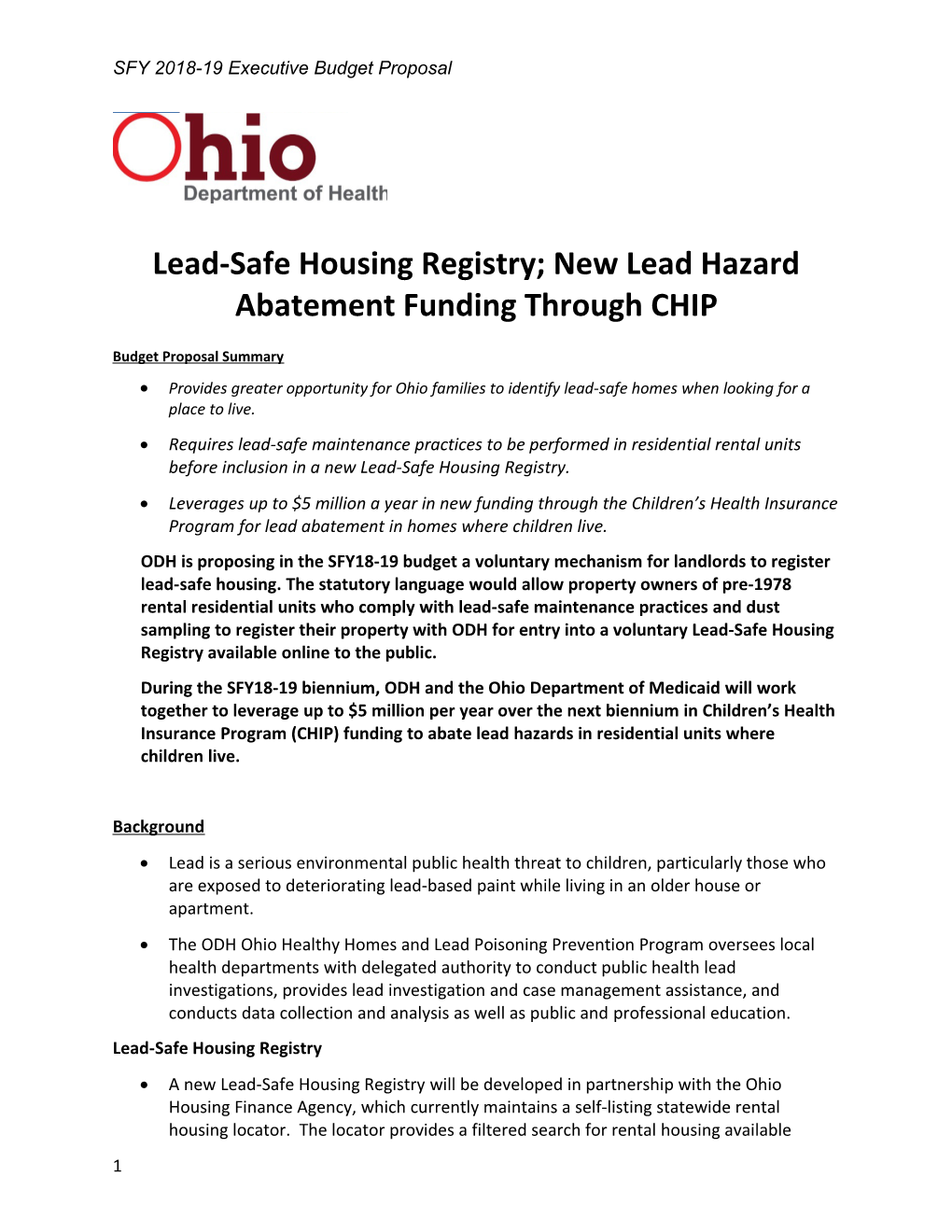 Lead-Safe Housing Registry; New Lead Hazard Abatement Funding Through CHIP