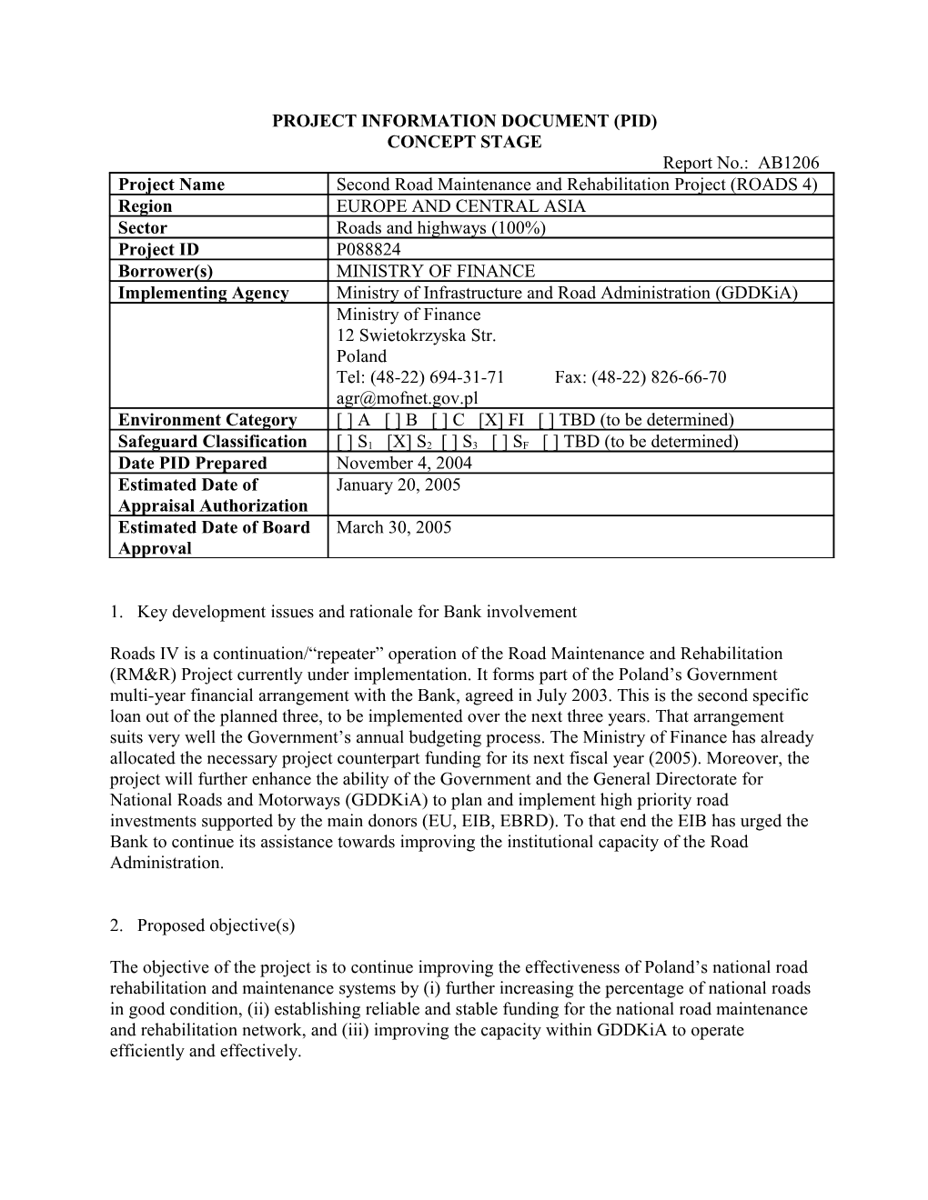 Project Information Document (Pid) s26