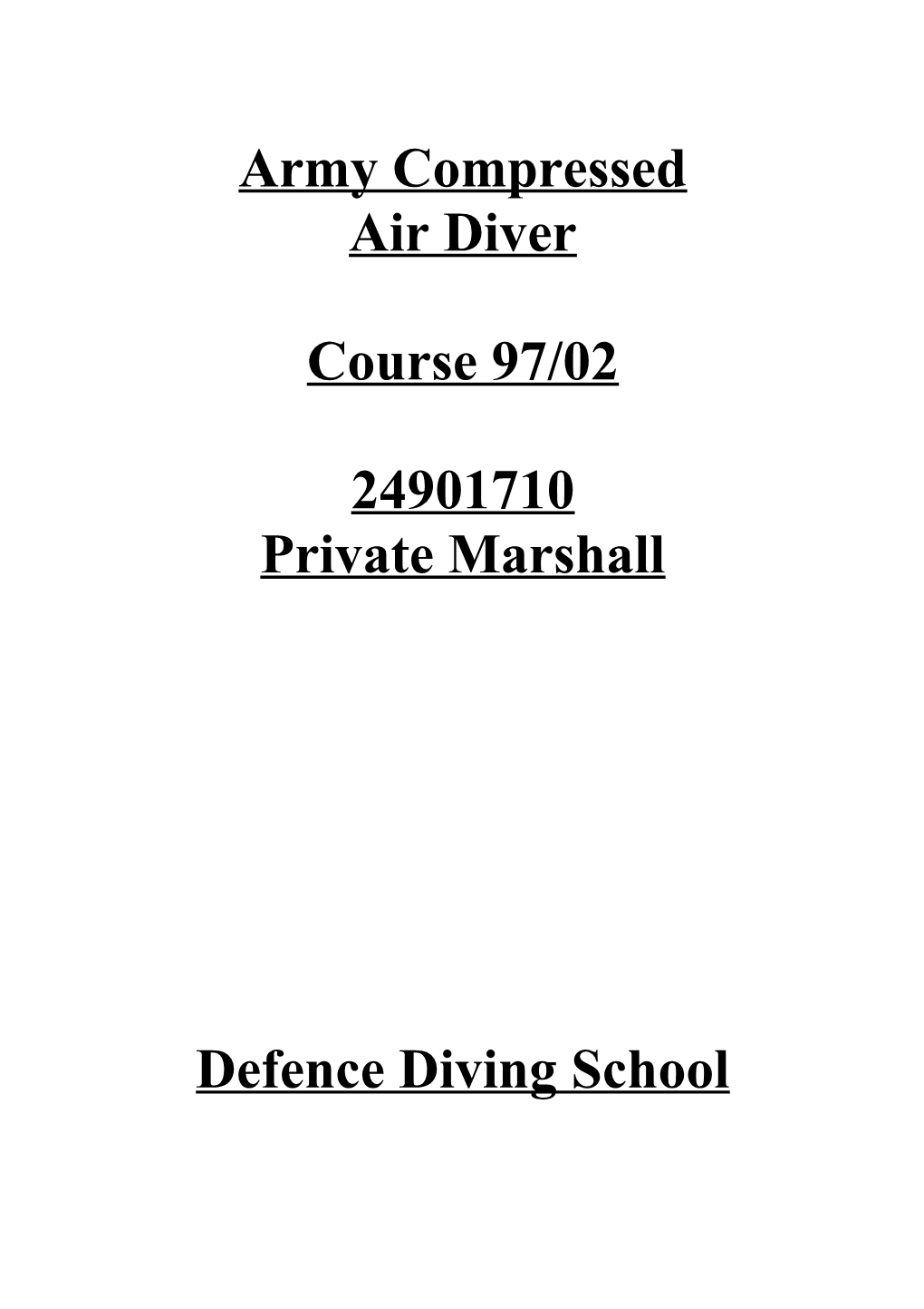 Army Compressed Air Diver