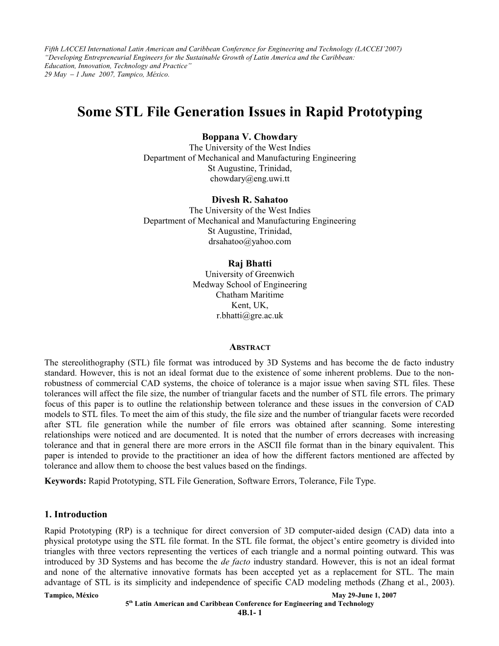 A Study of STL File Generation Issues in Rapid Prototyping