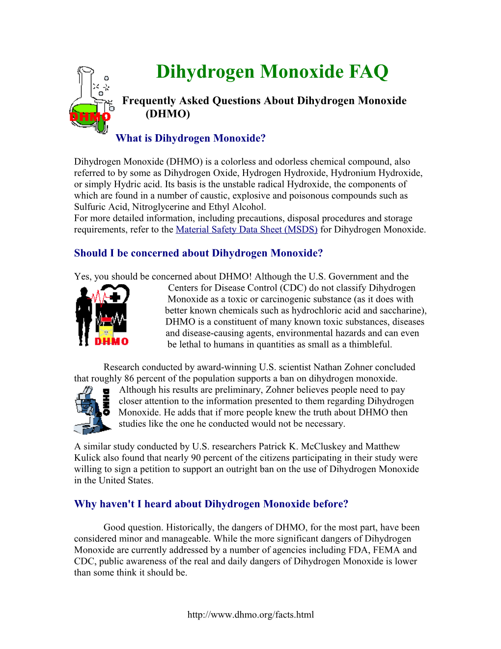 Dihydrogen Monoxide FAQ