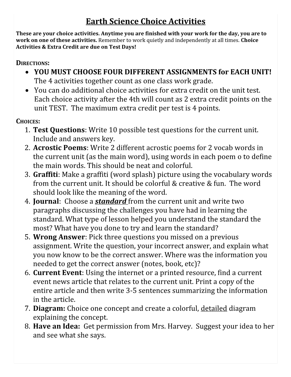 Earth Sciencechoice Activities