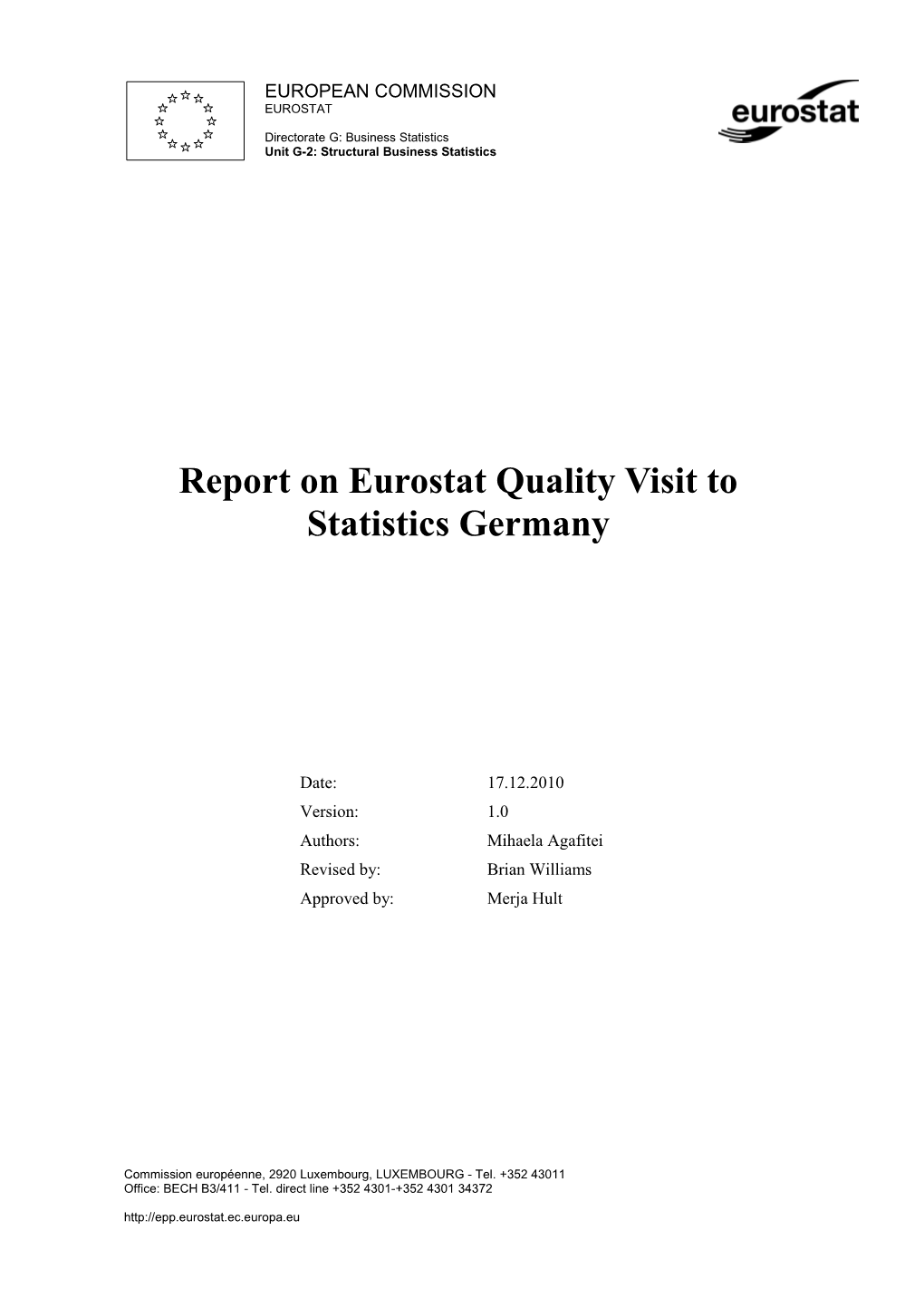 Report on Eurostat Quality Visit to Statistics Germany