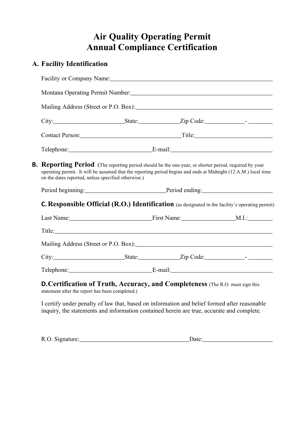 Air Quality Operating Permit