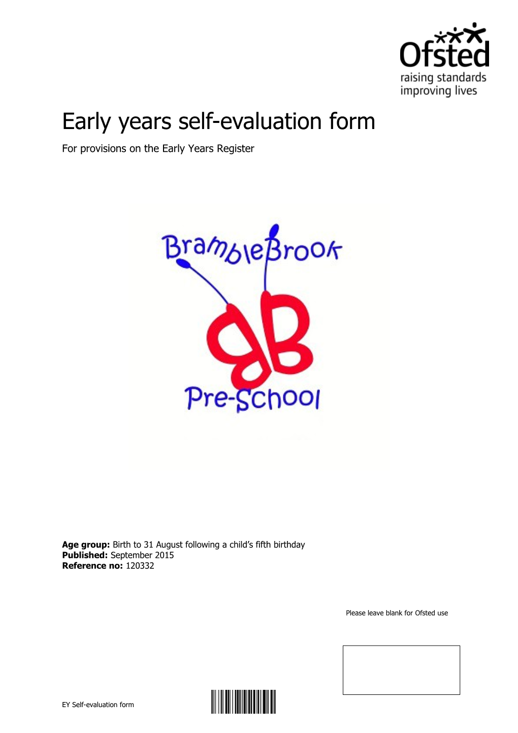 Early Years Self Evaluation Form