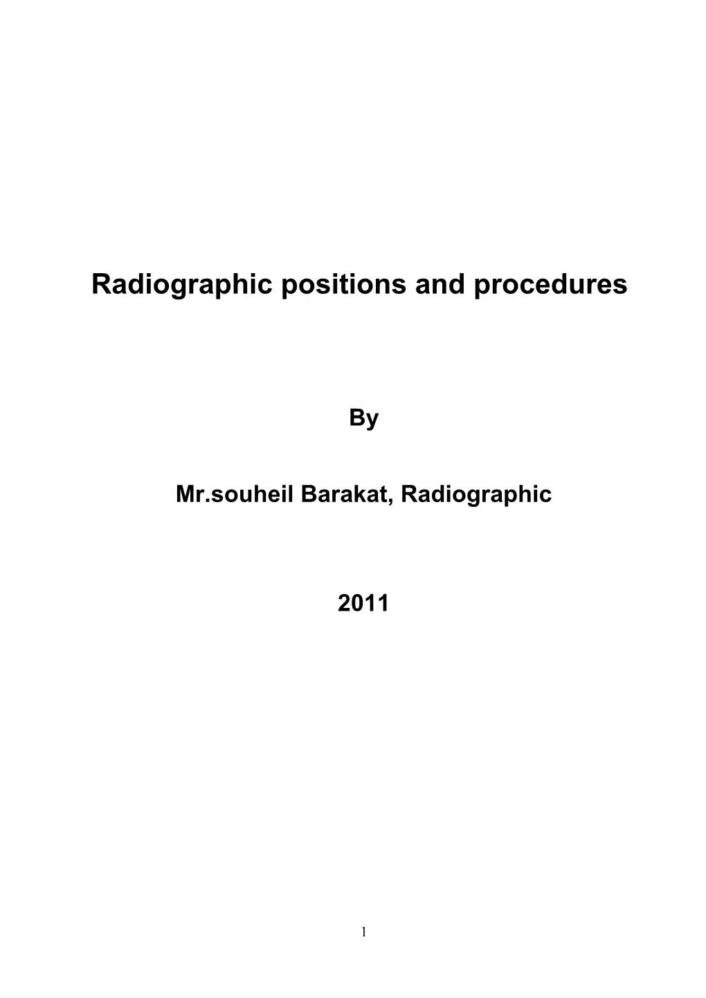 Radiographic Positions and Procedures
